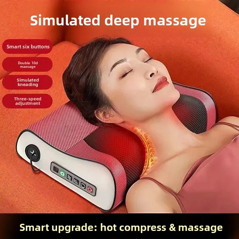 

2026 SPA Neck Massage machine Instrument free item masajeador electric cervical pillow relax head waist Hot compress heating
