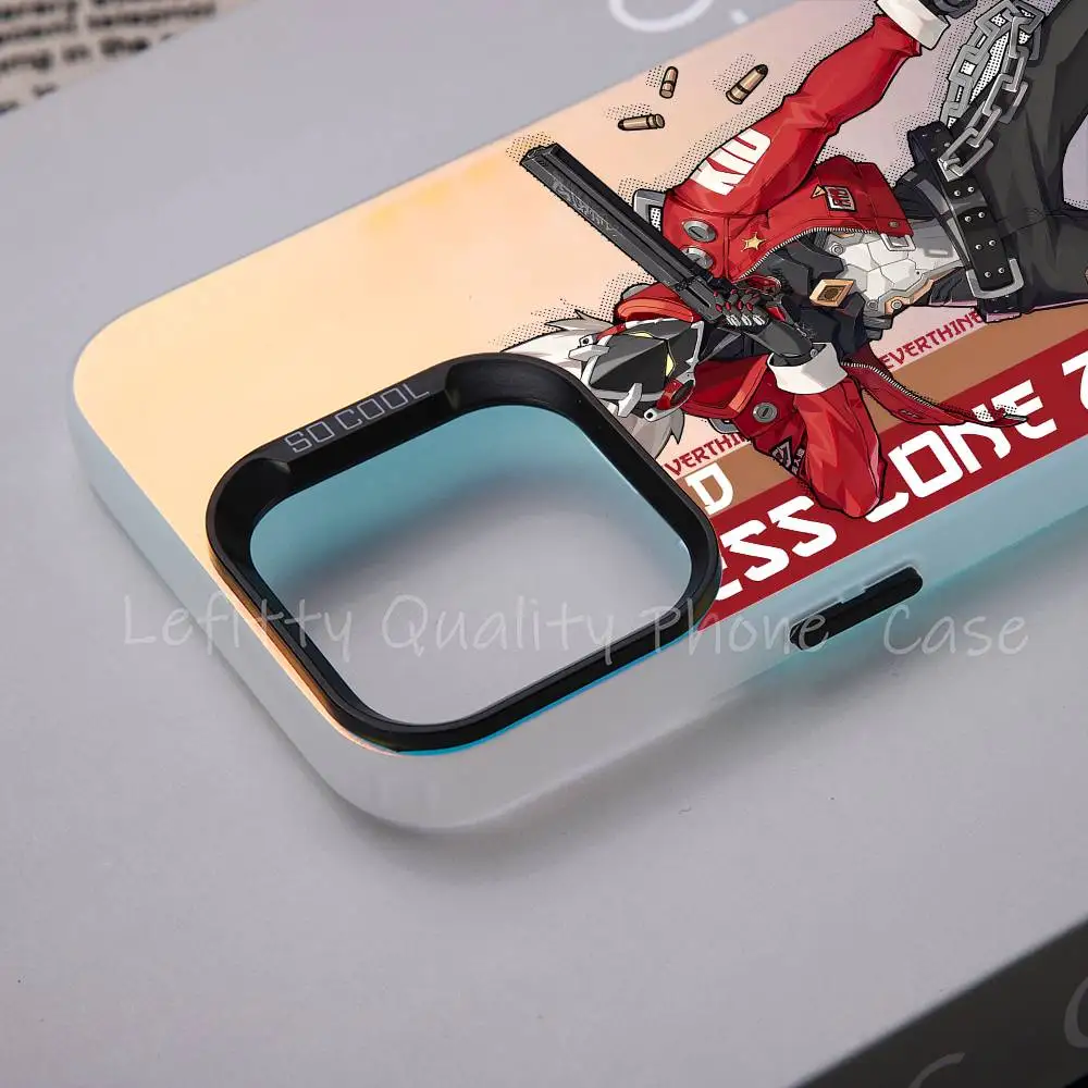 Zenless zona zero jogo caso de telefone para iphone 16 15 14 13 12 11 pro max fosco aurora multicolorido laser metálico gradiente funda