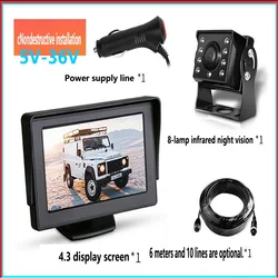 Car CCD Rear View Camera with Monitor for Truck Parking Trailer 24V Reversing Camera for 4.3 Inch Screen Easy Installation