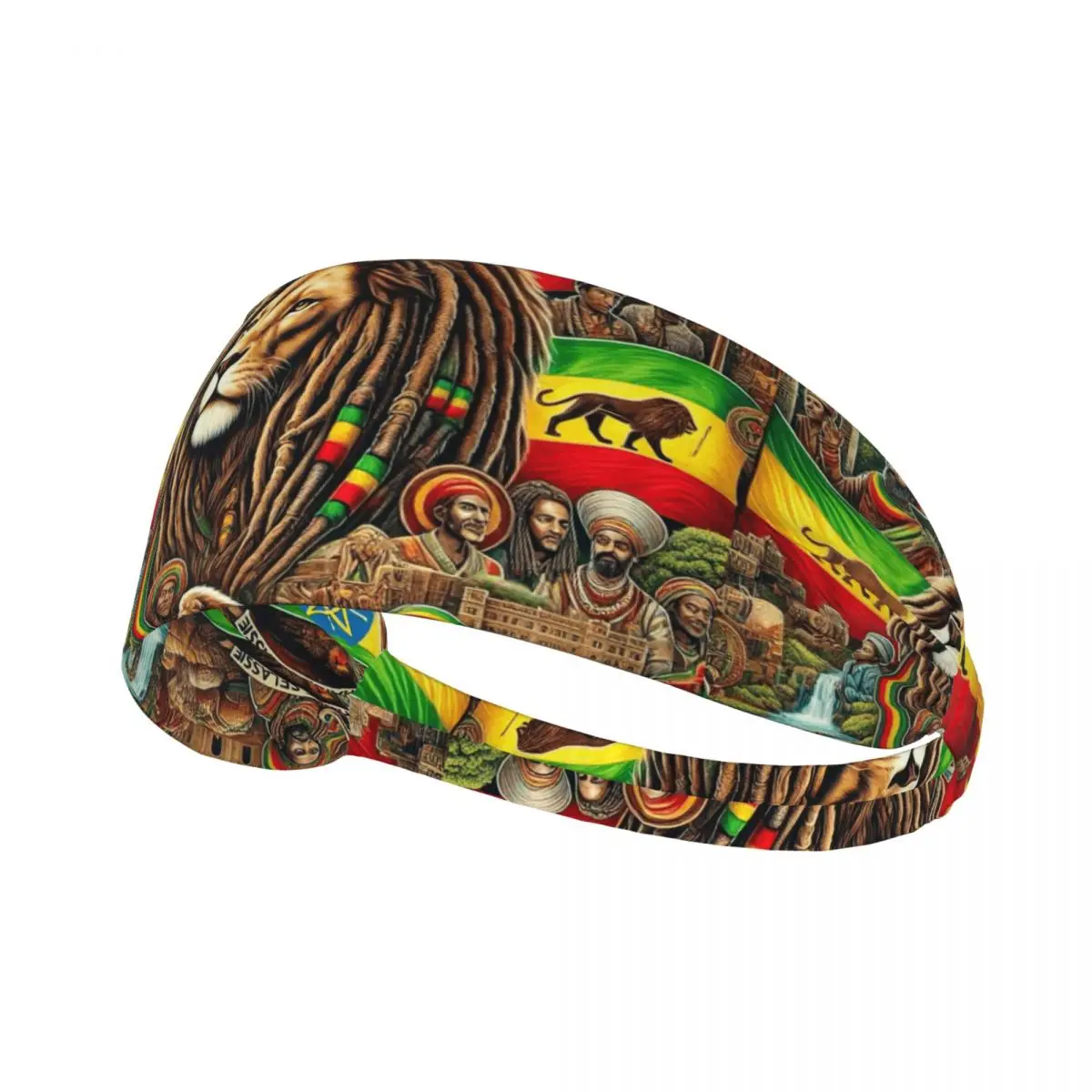 

Широкая повязка на голову Rastafarian Hipple с ярким принтом в стиле регги и музыкальным дизайном «Лев Иуды», нескользящая, впитывающая пот.