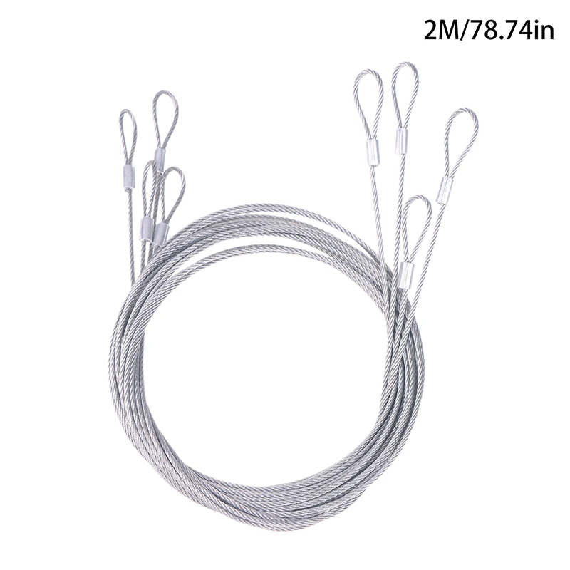 4PCS 2M Filo di Acciaio Inossidabile Baldacchino Corda Pesca Cavo di Sollevamento Stendibiancheria Diametro 2mm Ombra Vela Tenda Kit Antiruggine
