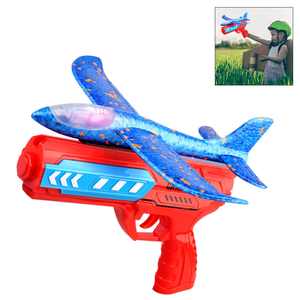 Airplane Launcher Toys Outdoor Sports Flying Toy Kids Catapult Plane Shooting Fly Roundabout Airplane Gun Toy Boys Birthday Gift