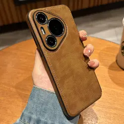 Luxury Vintage Leather Case for Huawei Pura 80 Ultra Mate 40 50 60 70 Pro Shockproof Silicone Lens Protection Back Cover etui