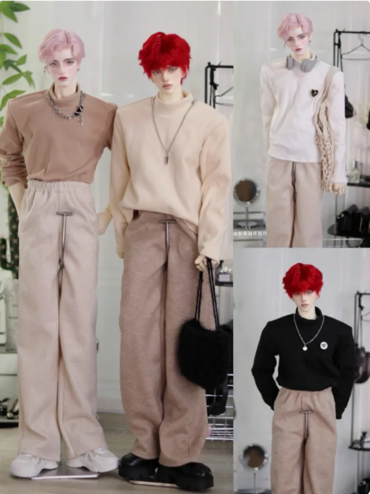 

BJD Doll Clothing For ID75 70cm 1/4 Doll High Neck Top Brown Casual Pants Daily Set Dolls Accessories
