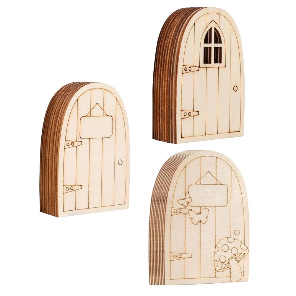 

30 Pcs Door House Adornment Wooden Elven Gate Decoration Dollhouse Decors Child