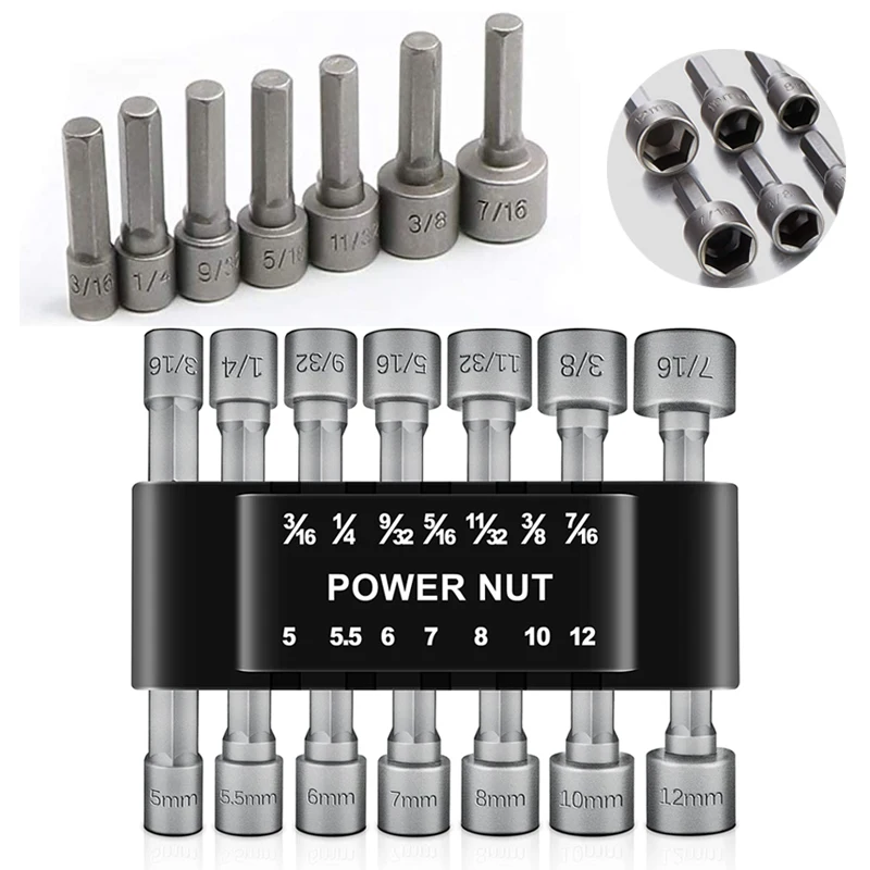 9/14pcs 5mm-13mm Hexagon Socket S Set Nozzle Nut Driver Set Power Nut Driver Tool Screwdriver Set Fixed Drill Bit Set Hand Tools