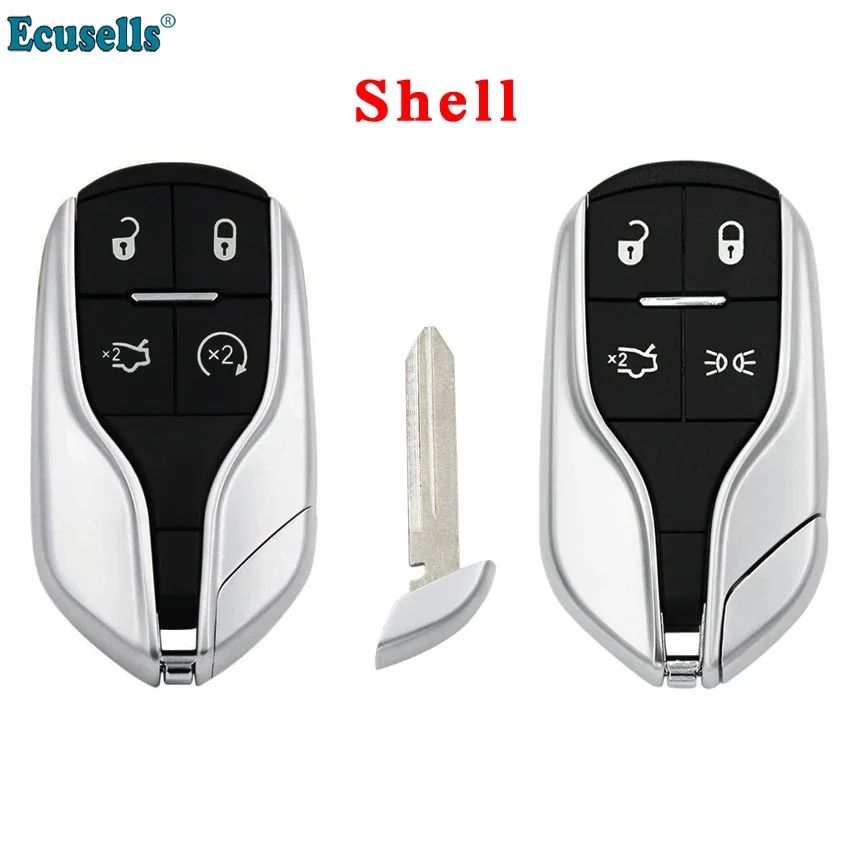 Ecusells Luxury 4 Button Smart Remote Key Shell for Maserati Ghibli Quattroporte with Emergency Key Blade