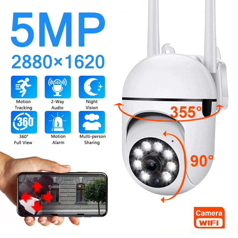 

5G WiFi Surveillance Cameras 5MP IP Camera HD 1080P IR Full Color Night Vision Security Protection Motion CCTV Outdoor Camera