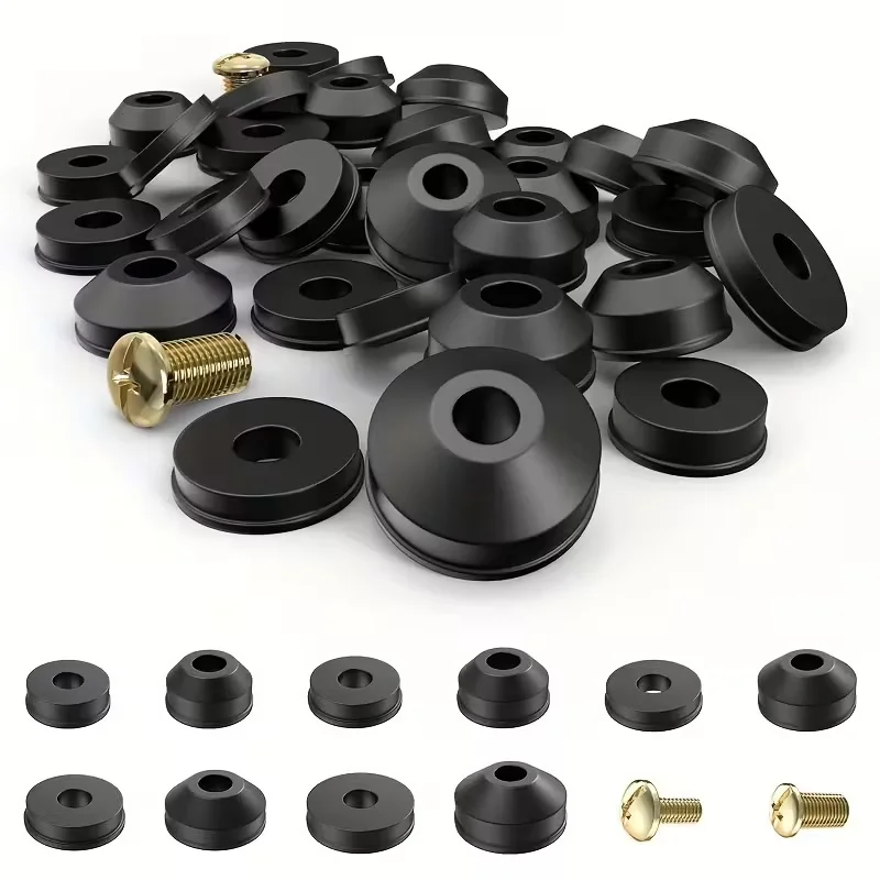 116PCS Assorted Tap Washers O-ring Rubber Faucet Washers Replacement Sealing with Screws Flat Beveled for Repairing Faucet Leak