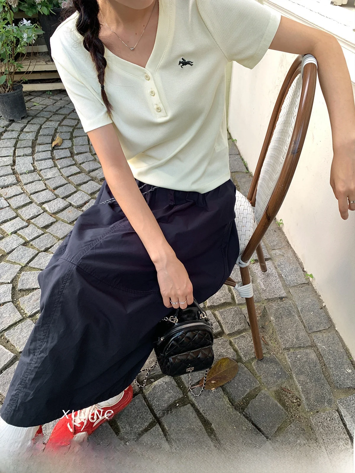 

Длинная юбка Deep Blue с высокой талией, прямого кроя, женская, в стиле ретро, А-силуэт, летняя новинка, для повседневной носки и офиса