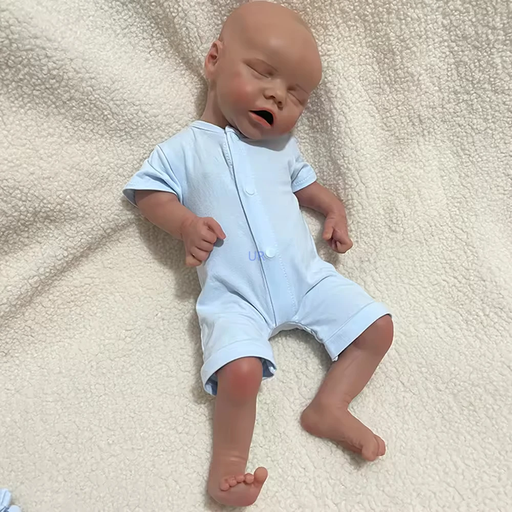 18Inch Squish Full Silicone Reborn Doll Handmade Black Newborn Baby Girl Soft Silicone Baby Toys Xmas Gift