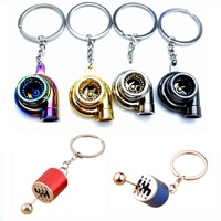 Car Modification Pendant Six Gear Shift Keychain Turbocharger Keyring Car Pendant Metal Keychain Charms