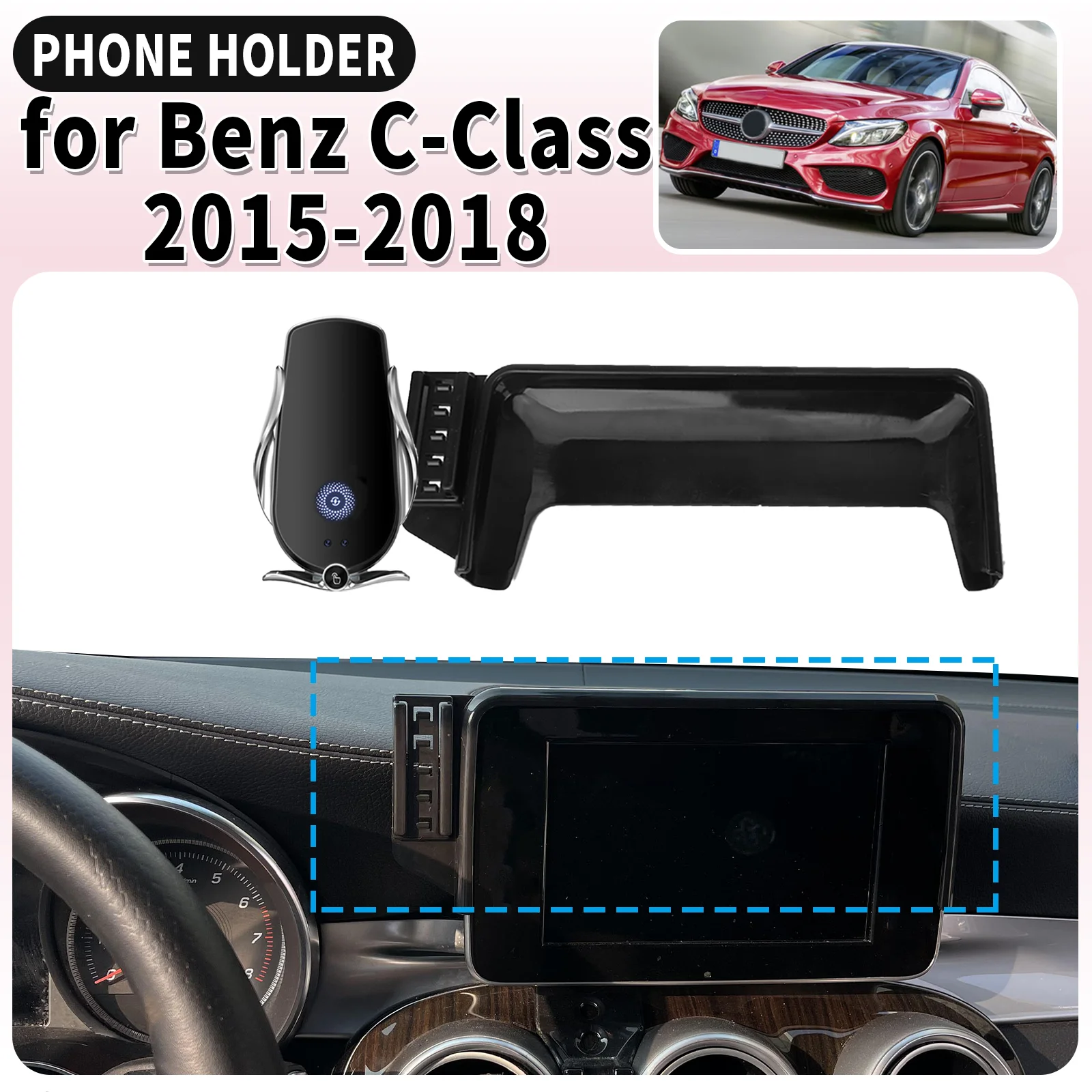 

fit for Mercedes-Benz C-Class 2015-2018 (7.0in) W205 Screen Base Mount Phone Holder Dedicated Clip-On Navigation Bracket Car​​
