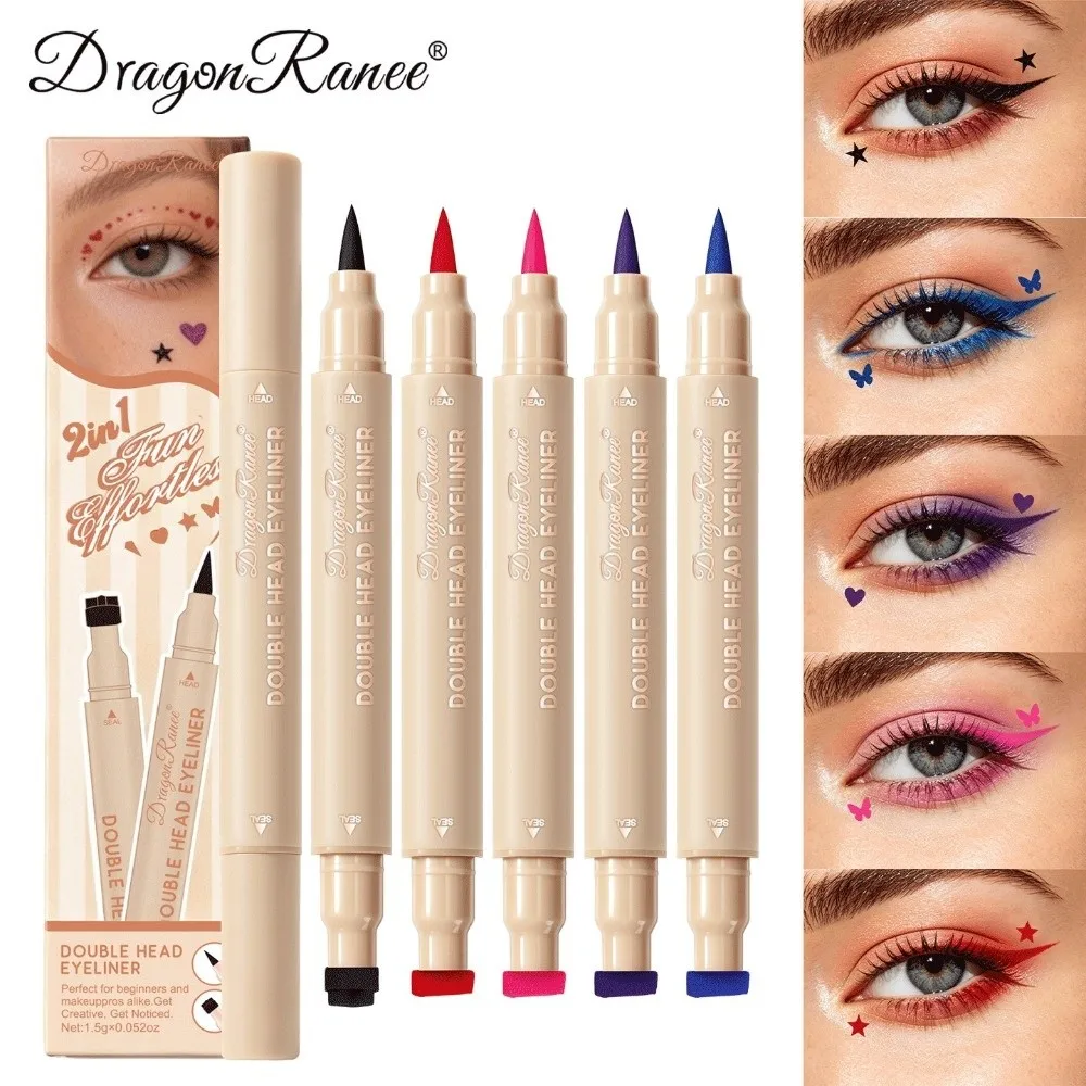 Double Head Liquid Stamp Eyeliner Long Lasting Quick Drying Colorful Eye Liner Pencil Waterproof Smudge-Proof