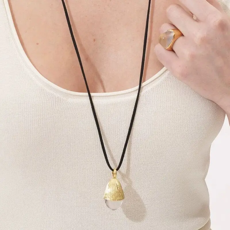 

Jenny&dave Bo Bai Crystal Pinecone Suede Rope Long Necklace Women's Sweater Chain Jewelry Necklace Necklaces For Women