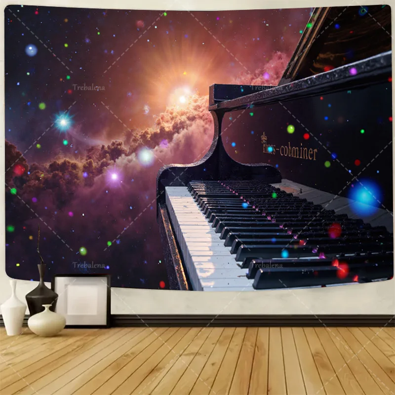 

1pc Wall Tapestry Galaxy Piano Dream Tapestry - Cosmic Music Art for Wall Decor