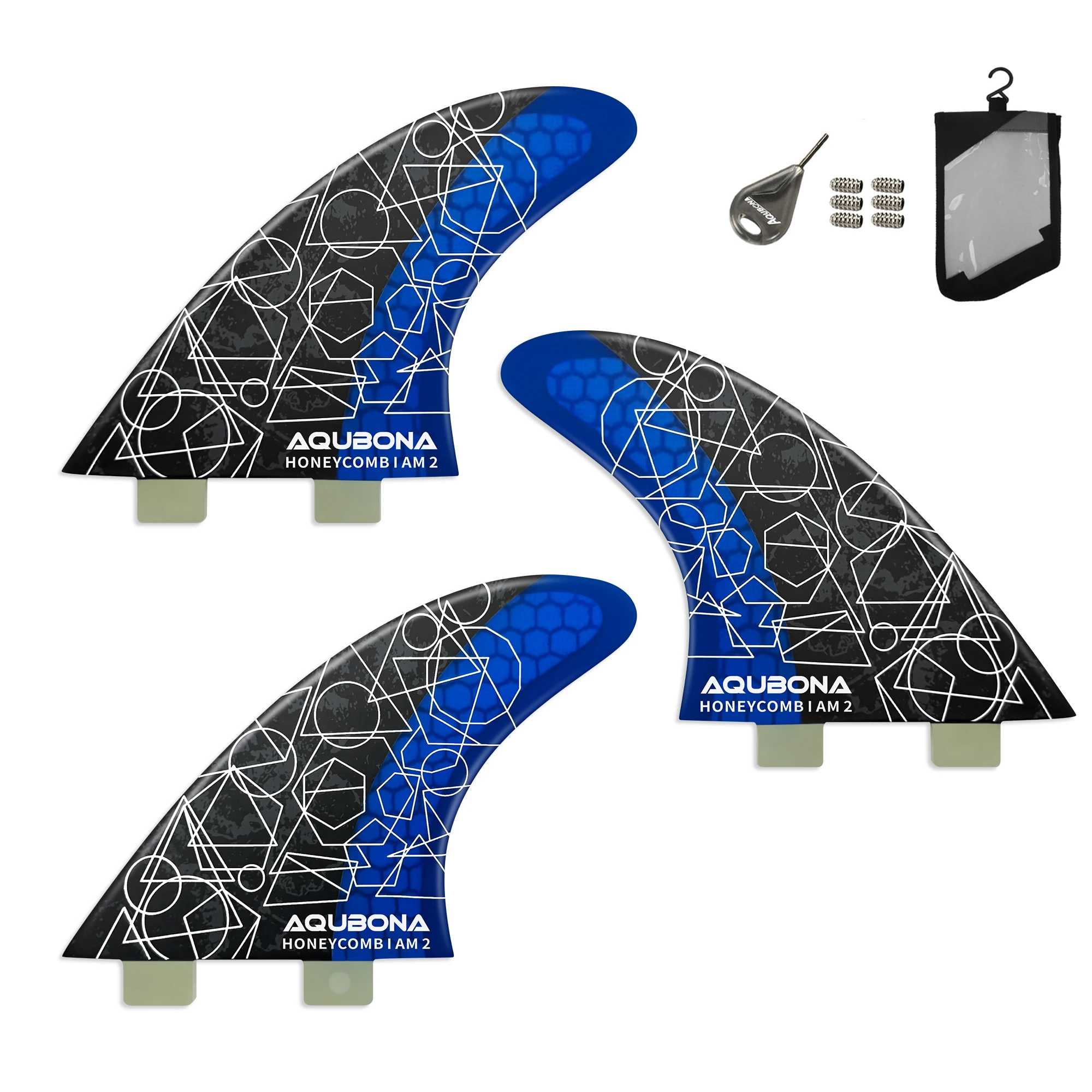 3pcs-set-surfboard-fin-am2-large-fiberglass-3-fins-honeycomb-red-blue-geometric-print-surfing-accessories-key-screws-bag