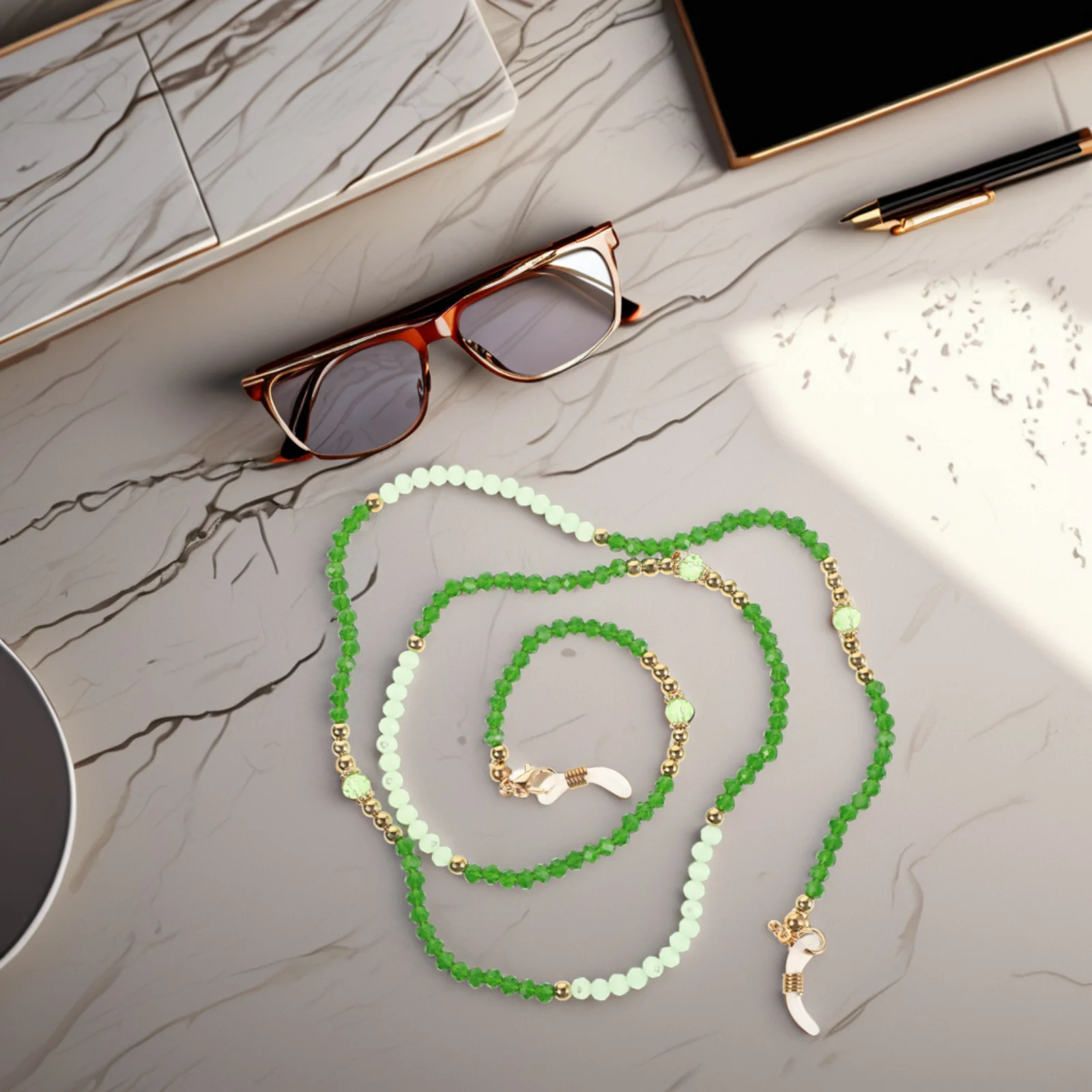 

Beaded Eyeglass Chain Mask Lanyard 2#Green Ccb Chains for Women Necklace Glasses Holder Travel Outdoor Anti Lost Strap