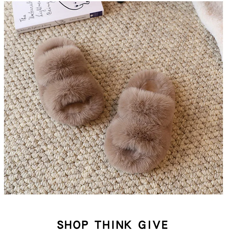 Kinder-Baumwollpantoffeln in Khaki für Jungen und Mädchen, Fell-Schuhe für Herbst und Winter, Rosa, Beige, Rutschfeste Flache Hausschuhe für Mittlere und Große Kinder – Detail 16