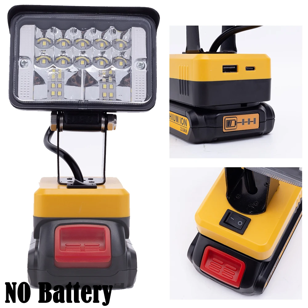 

LED Work Light For DeWalt 18V Lithium Battery Cordless Workshop Operated Outdoor Camping Fishing Portable Lamp（NO Battery ）