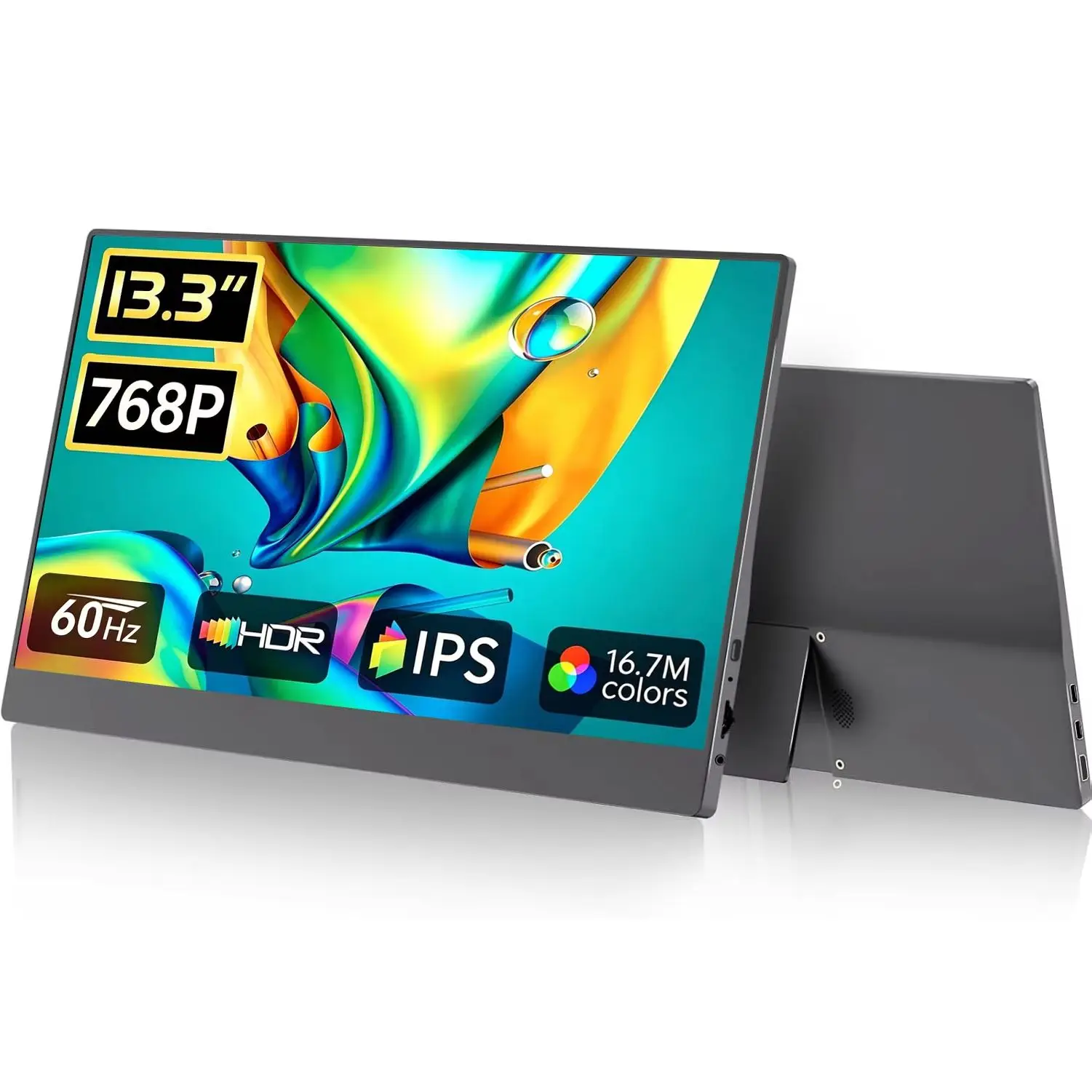 13.3 Inch Portable Monitor 1366*768 HD IPS Screen Ultra Thin Lightweight Type-C HDMI External Secondary Display for Laptop Phone
