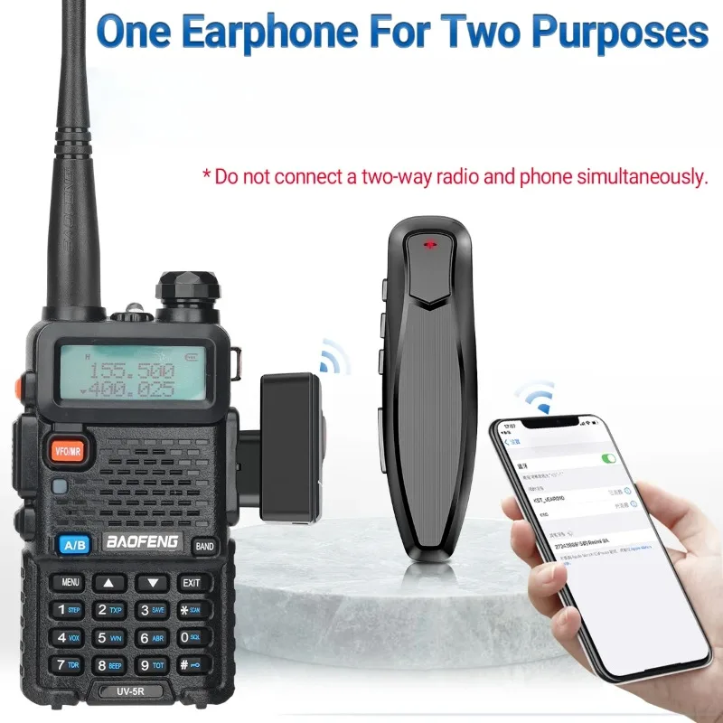 Walkie talkie sem fio bluetooth ptt fone de ouvido mãos-livres k plug para baofeng kenwood UV-5R BF-888S quansheng uv k5 (8)