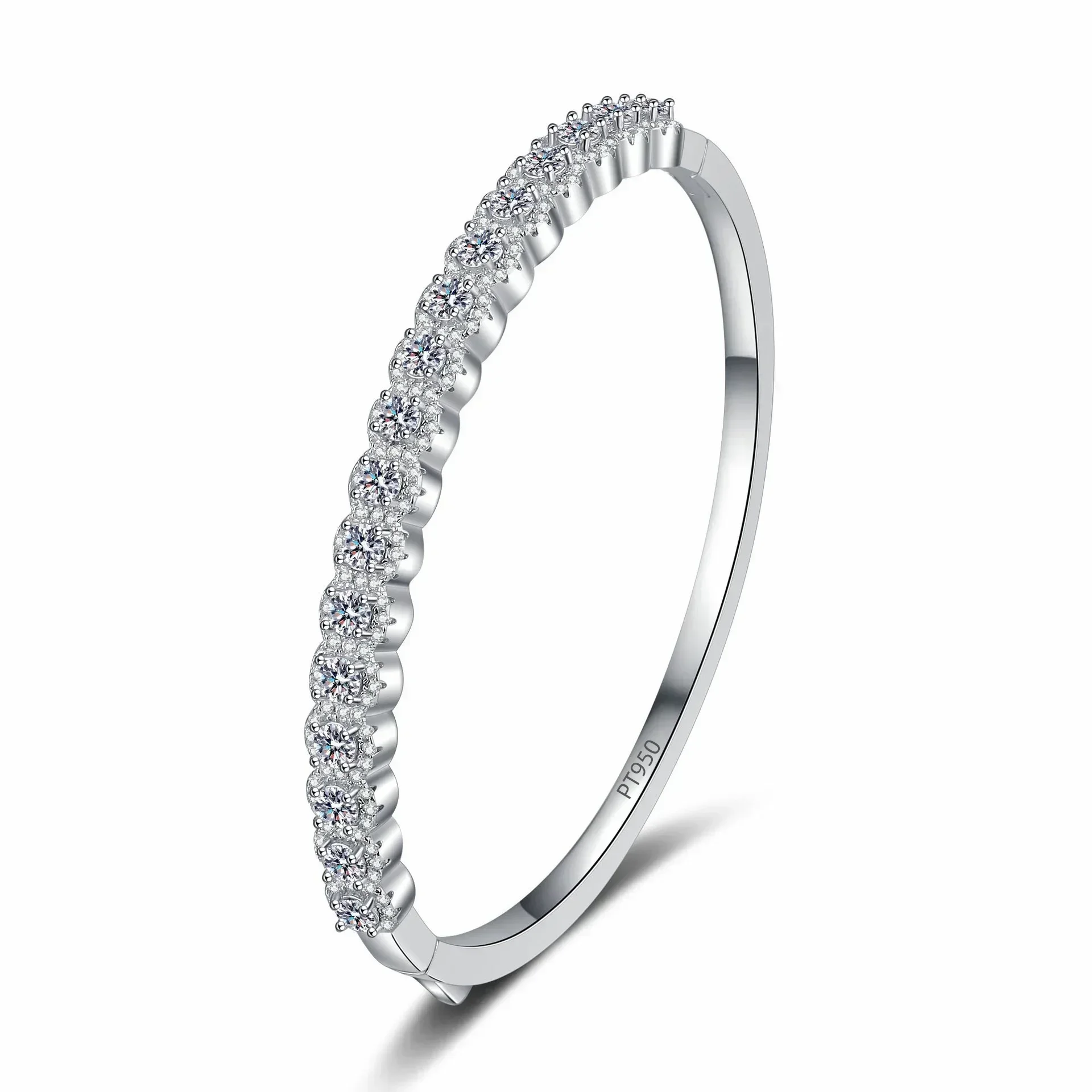 

Luxury 2.48 Carat D Color Moissanite Bangles for Women, High Quality Platinum Pt950 High Extreme Full Star Bracelet Fine Jewelry