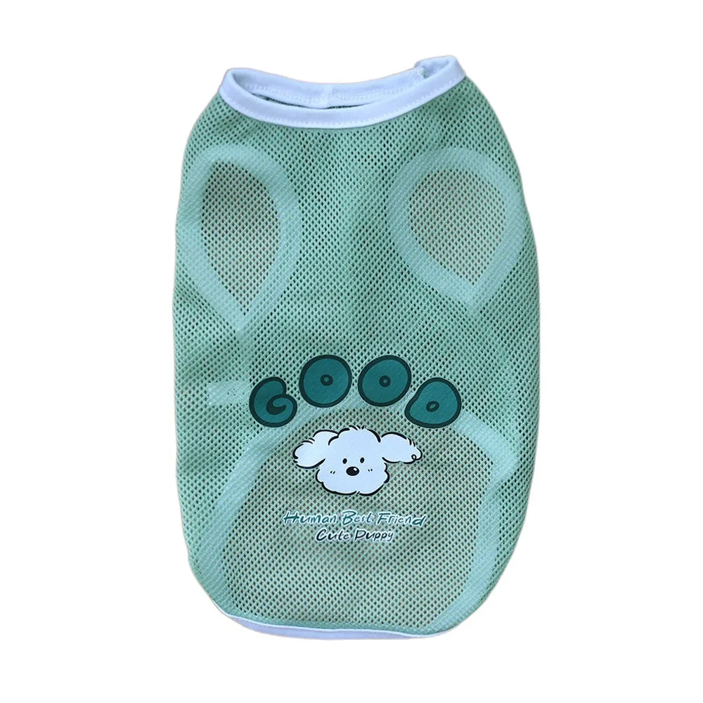 

Cute Breathable Pet Mesh Vest Thin Cartoon Pattern Dog Clothes Soft Cat Sunscreen Vest Medium and Large Dogs