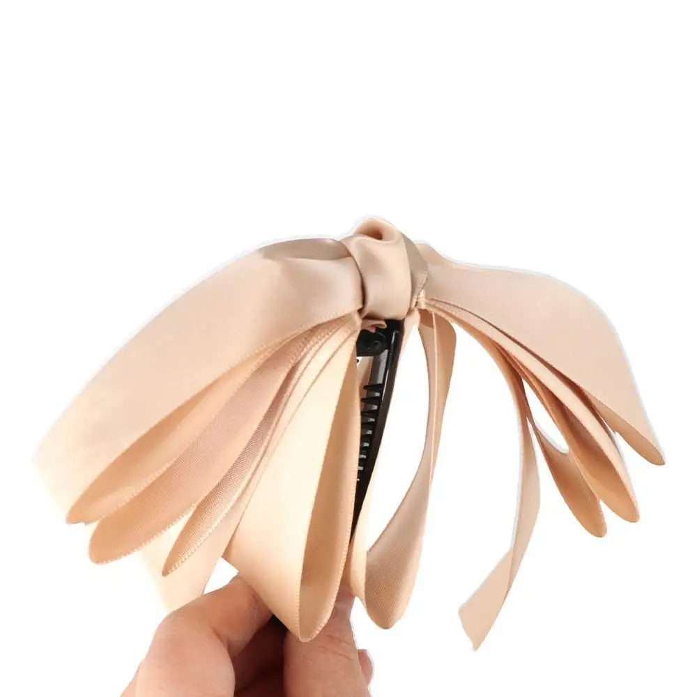مخلب الرجعية الشريط Bowknot Colth العمودي كليب عالية ذيل حصان ثابت الفتيات دبوس الشعر الموز كليب الكورية نمط مشبك شعر القوس أغطية الرأس