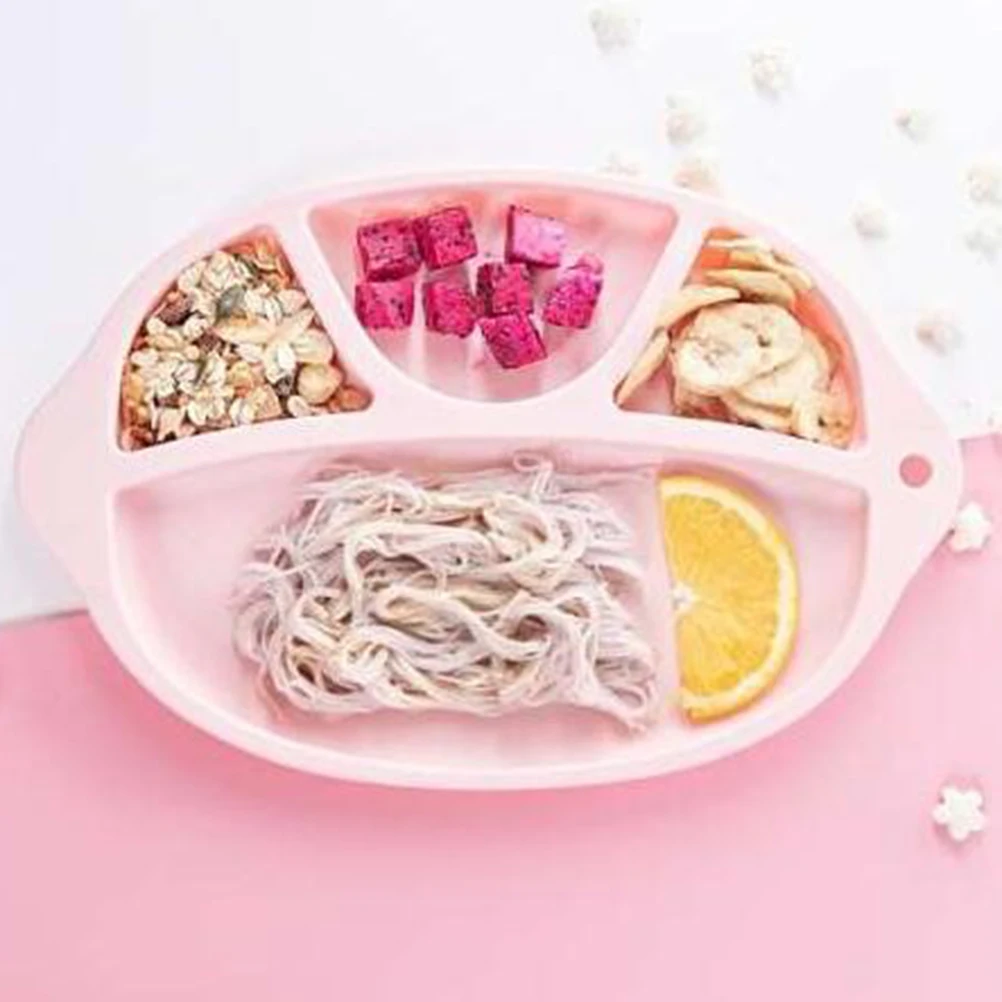 

Силиконовый детский коврик для стола, цельный коврик для столовых приборов, розовый нескользящий обеденный поднос, 4 отделения, прочный, легко чистящийся органайзер для малышей