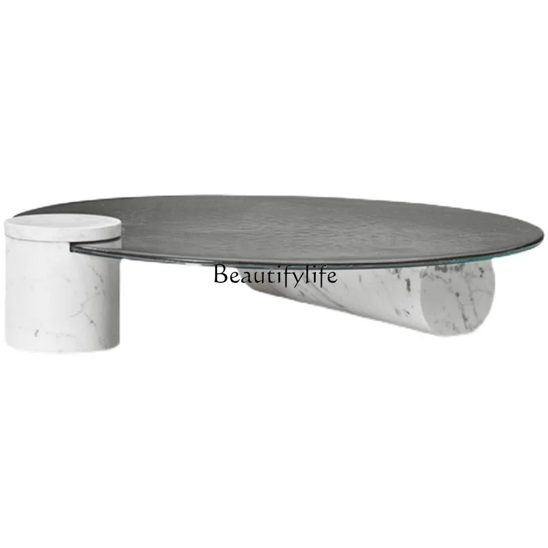 

Italian minimalist marble round coffee table living room light luxury round table