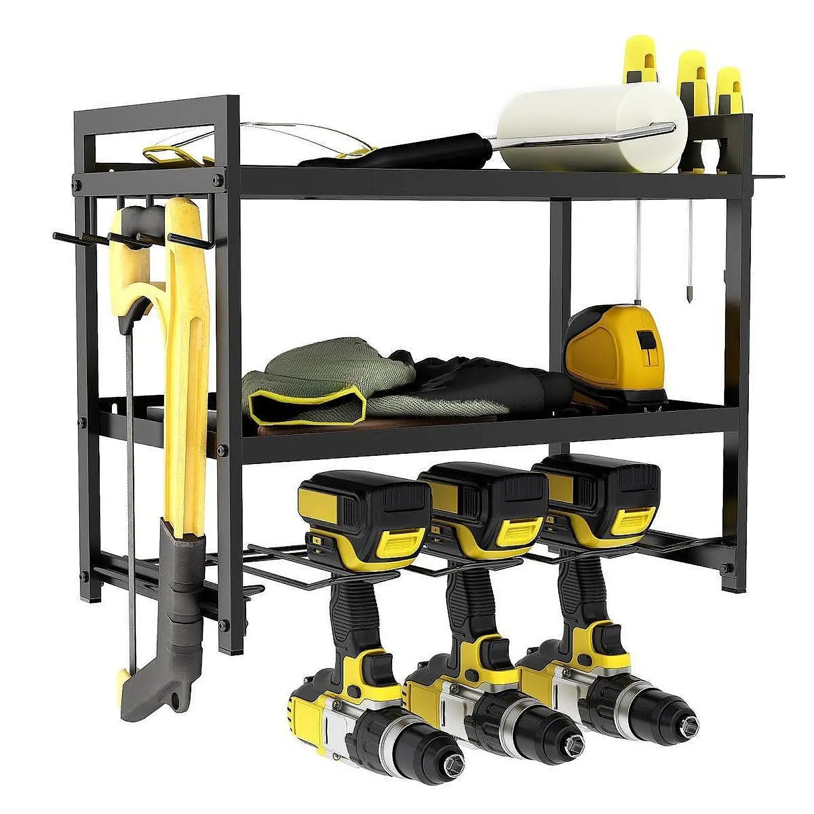 Organizzatore di utensili elettrici Montaggio a parete Scaffale galleggiante Officina Capannone Utilità Rack Organizzazione Gancio di stoccaggio per pinze Chiave da trapano