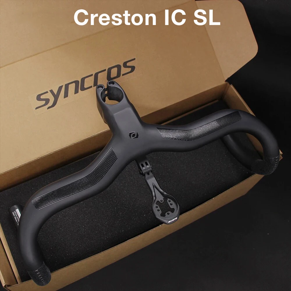 

Syncros Creston IC SL Carbon Cockpit Fully Internal Routing Road Bicycle HandleBar Di2 Matte Black Integrated Carbon Handlebar