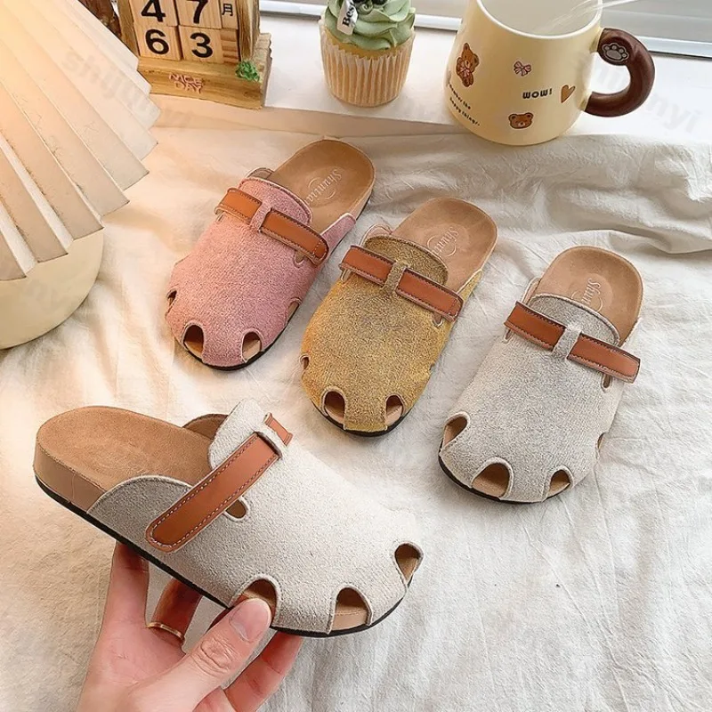 

Детские модные повседневные полутапочки в стиле ретро, новинка 2023 года, осенние детские полые дышащие удобные слипоны принцессы