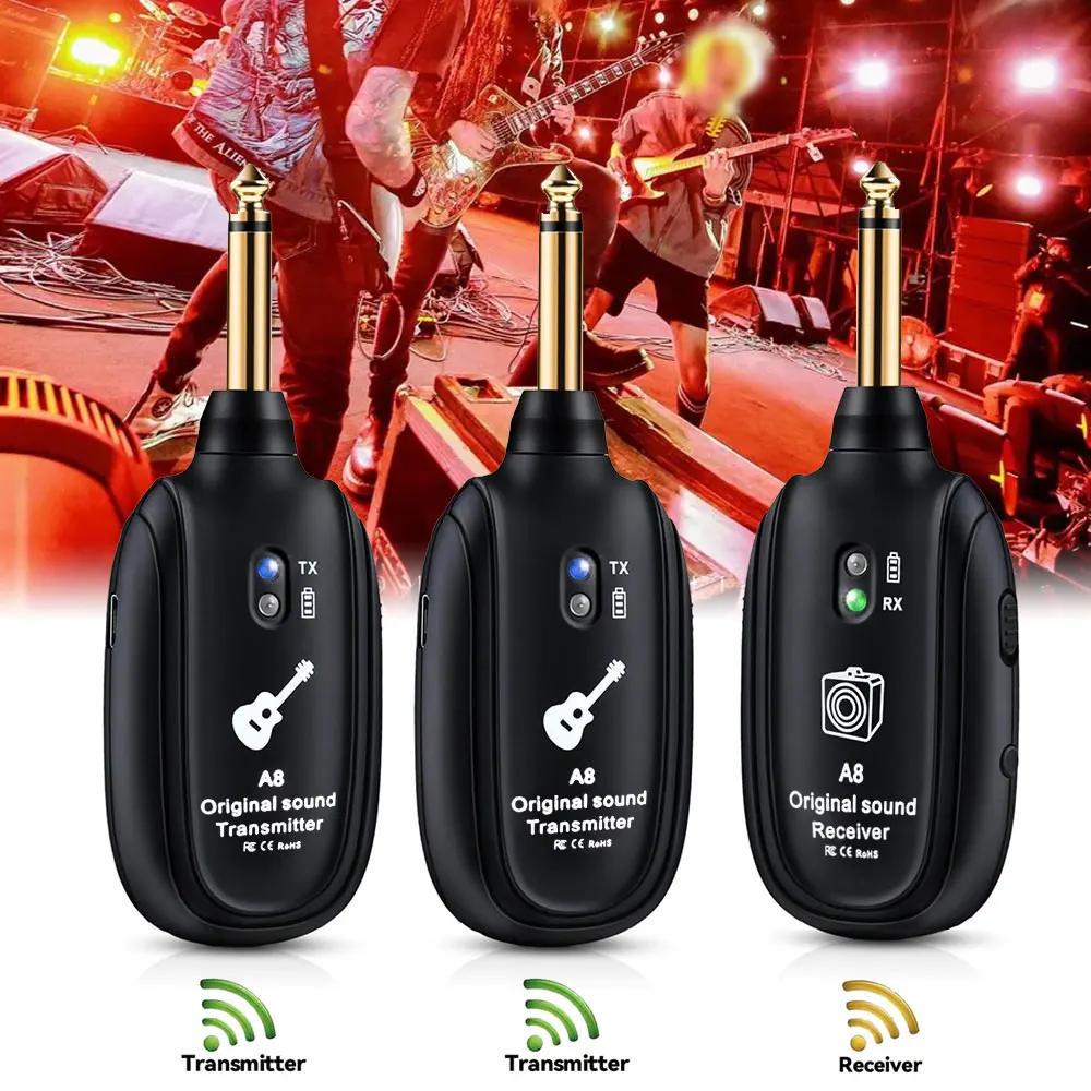 

A8 UHF 1 шт. приемник + 2 шт. передатчик гитарная беспроводная система передатчик приемник для электрогитары бас