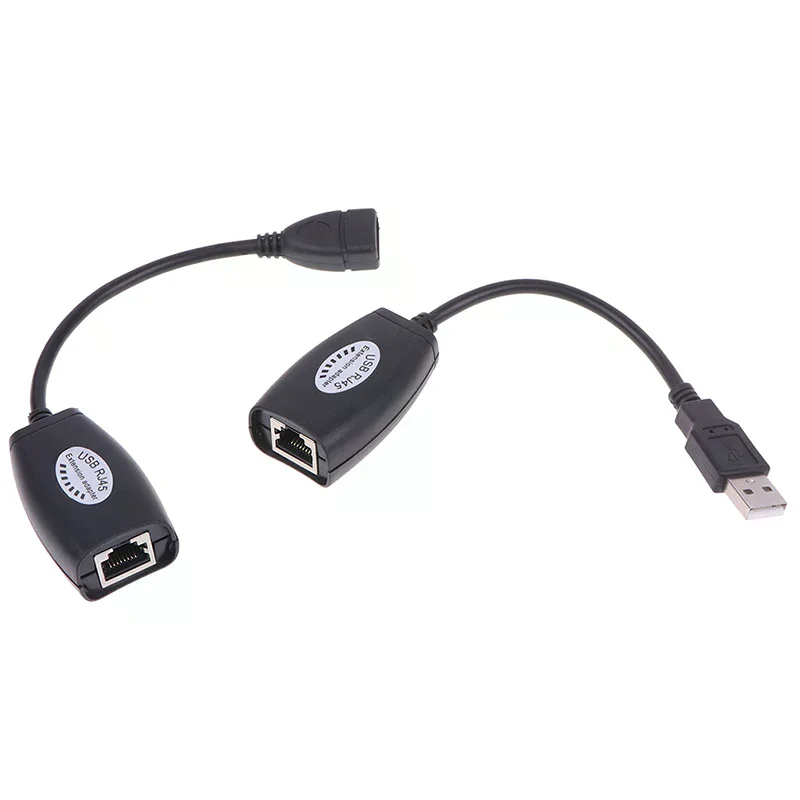 2Pcs/Set USB UTP Extender Adapter Over Single RJ45 Ethernet CAT5E 6 Cable Up to 150ft