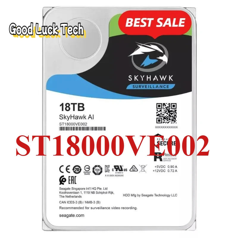 NEW 18T For S-eagate Hawk Ai ST18000VE002 18TB  Surveillance Harde Schijf-3.5 