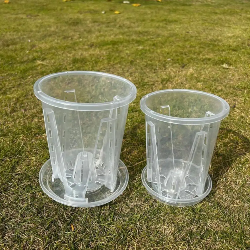 Plastic Transparent Flower Pot Round Square Accessories Root Control Hydroponic Flowerpot Clear Orchid Pot Plant Pot with Holes