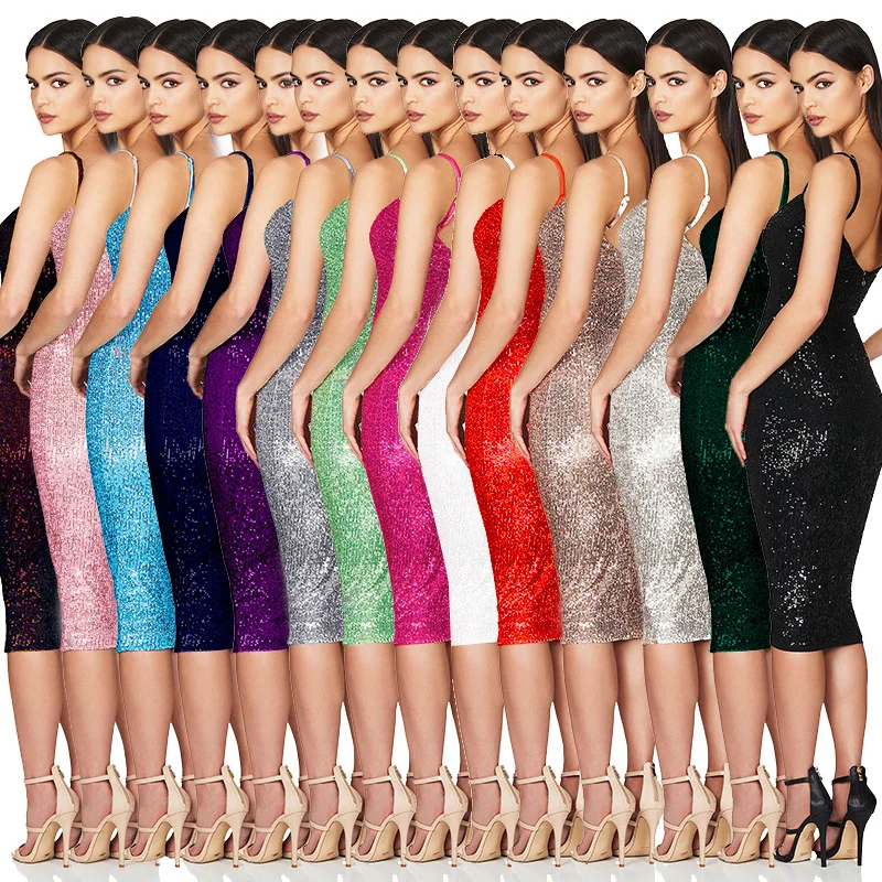 Prom Dress Sequin Spaghetti Strap Women Fashion Sexy Luxury Welcome Dress Evening Dresses Party Club Elegant Cocktail Dress Xin8