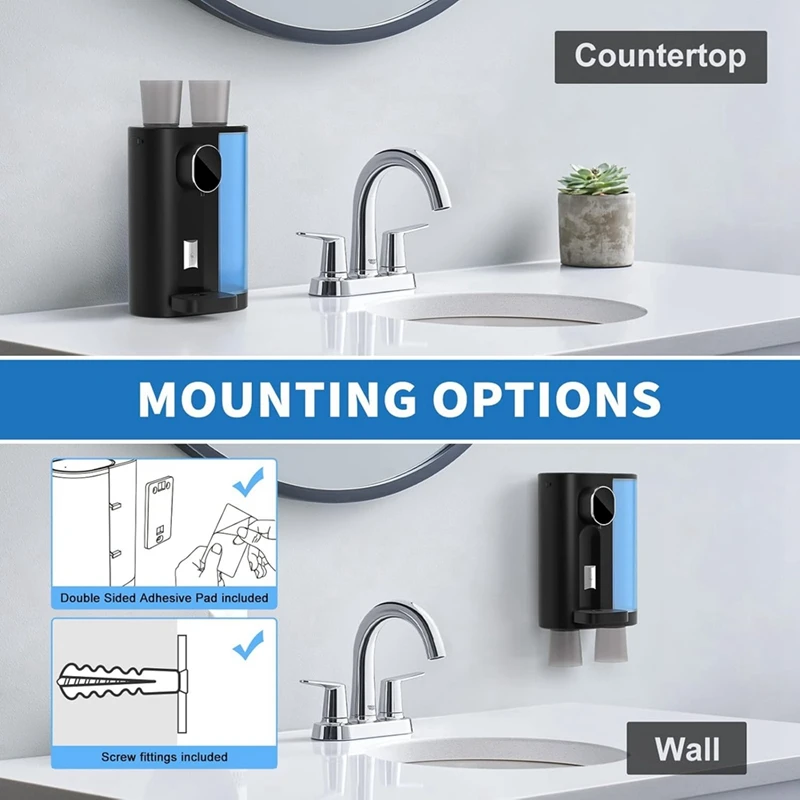 Automatic Mouthwash Dispenser For Bathroom: Wash Dispenser With Magnetic Cup Holder, Wall Mounted For Kids Adults