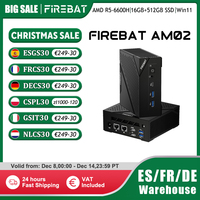 FIREBAT AM02 MINI PC AMD Ryzen 5 6600H DDR5 16GB RAM 512GB SSD WIFI6 BT5.2 Portable Desktop MINI PC Computer Network port HDMI