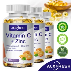Alxfresh Vitamin C 1000mg with Zinc 20mg | 120/60 Caps 60/30 serving | Vitamin Dietery Supplement | Non-GMO & Gluten Free Vegan