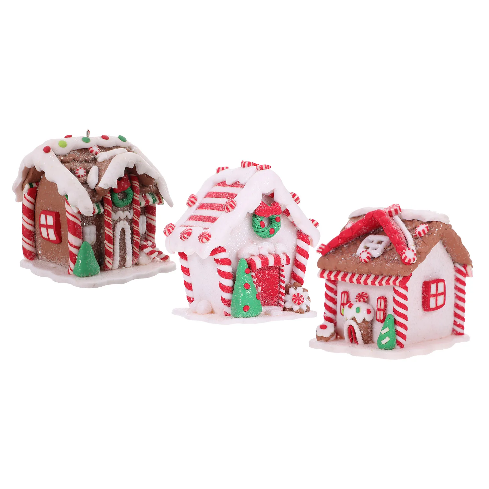 

3Pcs Clay Gingerbread Ornament Miniature Christmas Tree Decoration Hanging Holiday Decor for Xmas Party Home Festive Setup