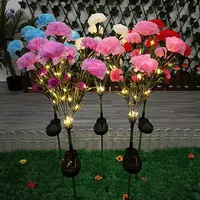 LED Solar Lights Waterproof Carnation Flower Rose Mother Day Gift Garden Light Fairy Garland Lights for Yard Lawn Pathway