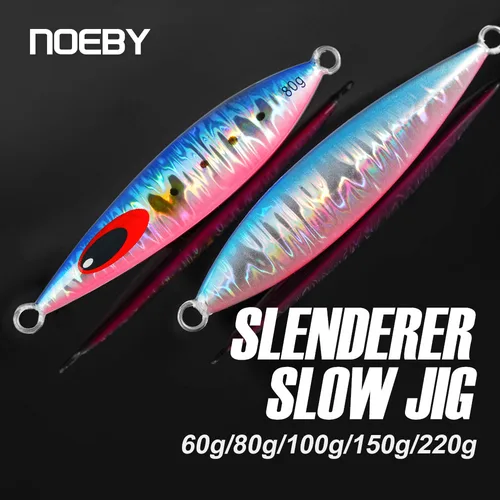 Noeby-señuelo de pesca de plantilla de Metal, 60g, 80g, 100g, 150g, 220g, cuchara de hundimiento, Jigging lento, cebo duro Artificial para Señuelos de Pesca de aguas profundas
