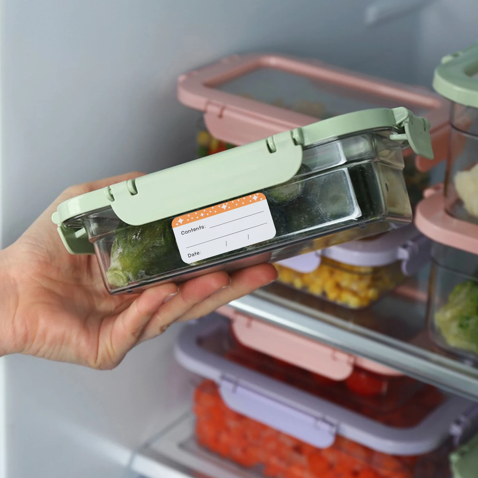 

50 Sheets Waterproof Food Label Stickers Freezer Labels Refrigerator Block Maker Self-adhesive Paper Date