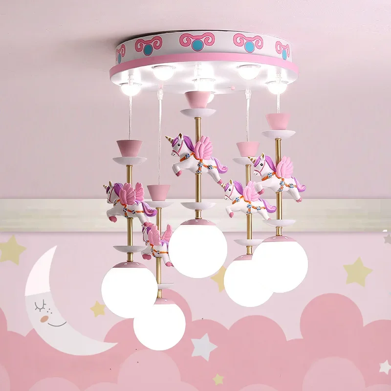 Nordic Trojans Children's Ceiling Chandelier for Nursery Girl Bedroom Baby Room Home Decor Pendant Lamp Lighting Lusters Fixture