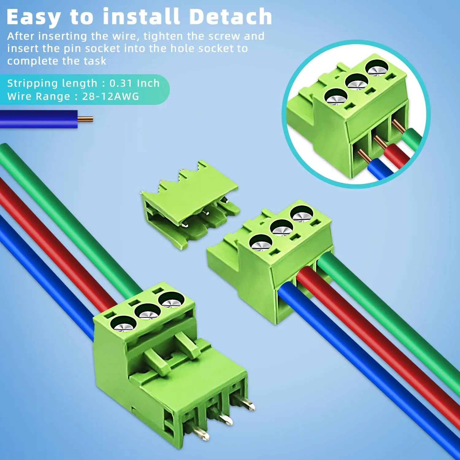 50 Stuks 2edg 5.08Mm Plug-In Pcb-Klemmenblok 2p3p 4P Rechte Pin Plug Pin Houder Compleet Set In Doos