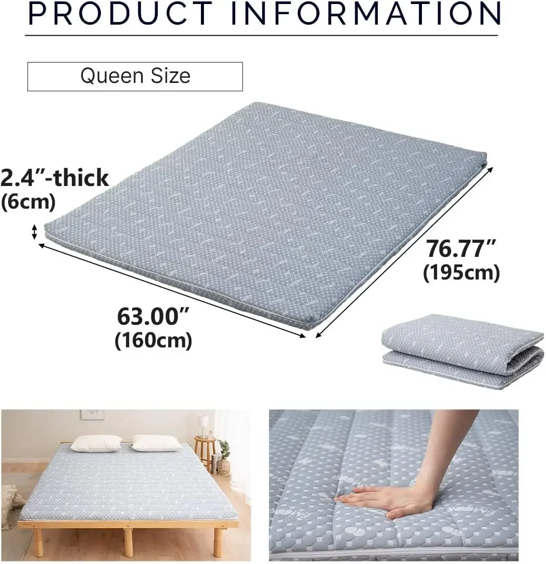 Foldable Hybrid Futon Mattress, High-Resilience Urethane Foam 150N with Washable Padded Cover,