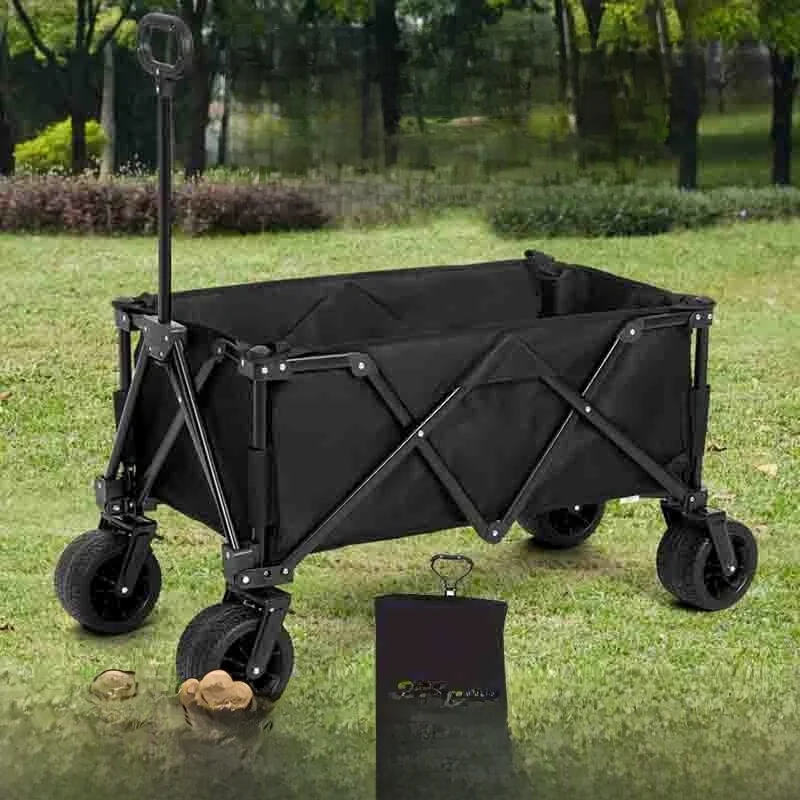 

Outdoor Cam Hand-Pulled Cart Picnic Vegetable Bung Small Trolley Large Capaci Metal Material Foldable Cam Wagon